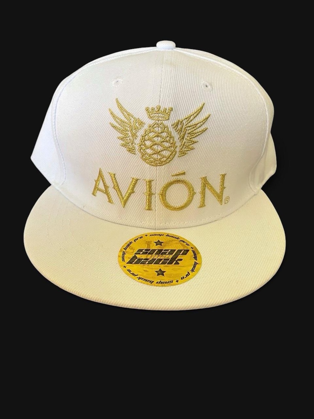 White & Gold Embroidered Snapback Hat